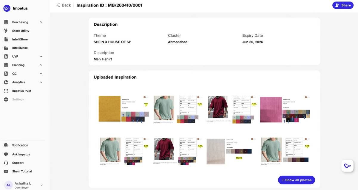 UVP · ODM moodboard view · Uploaded inspiration with cluster, expiry, theme.