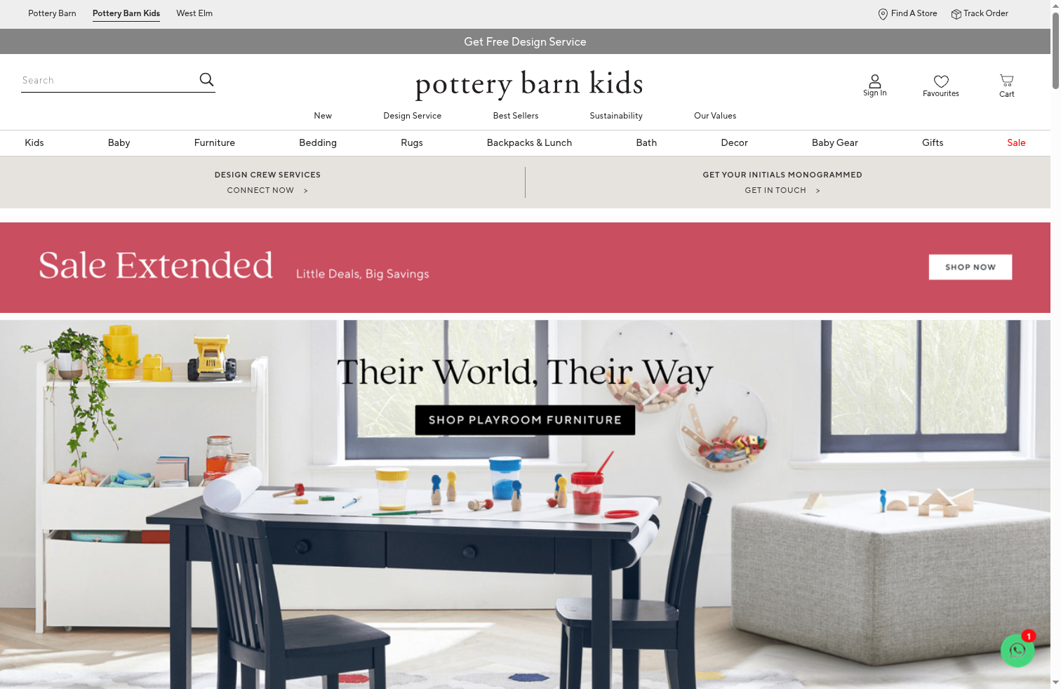 Pottery Barn Kids storefront